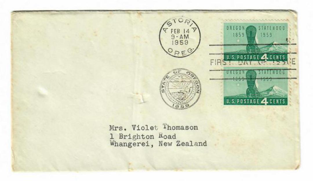 USA 1959 Oregon Statehood on first day cover. - 31149 - PostalHist image 0