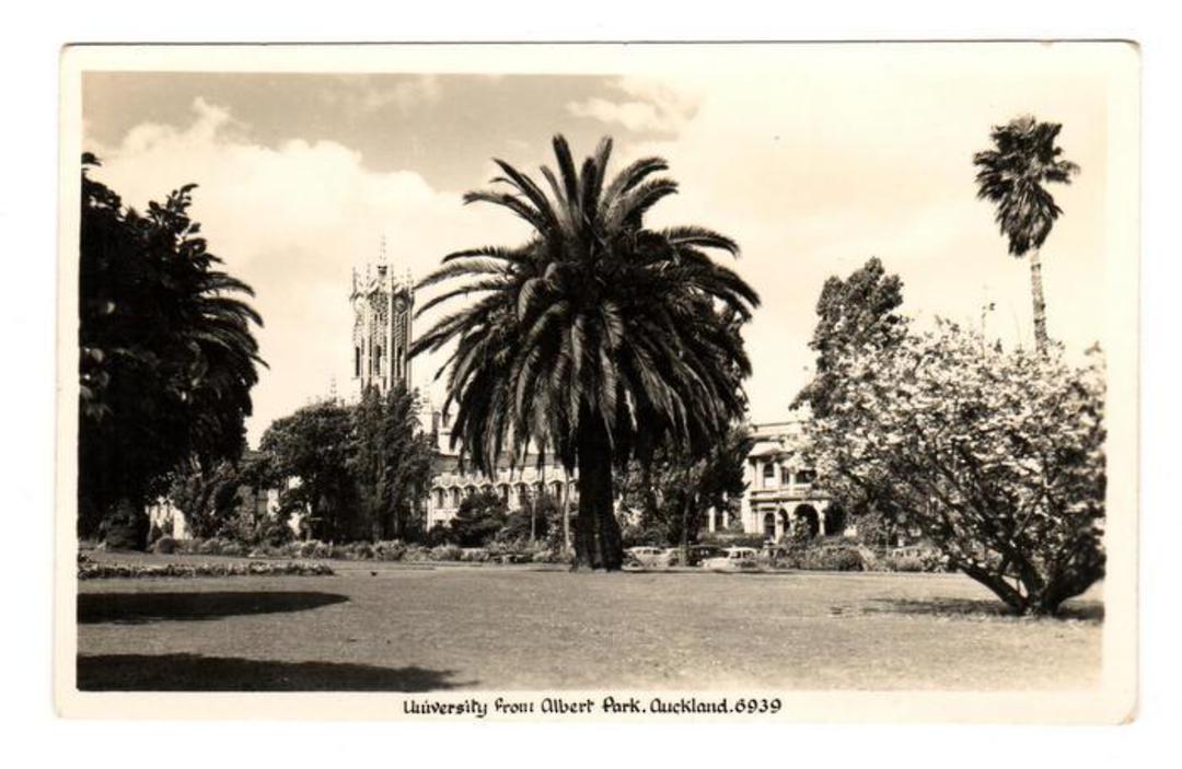 Real Photograph by A B Hurst & Son of Auckland University from Albert Park. (#45515). - 45514 - Postcard image 0