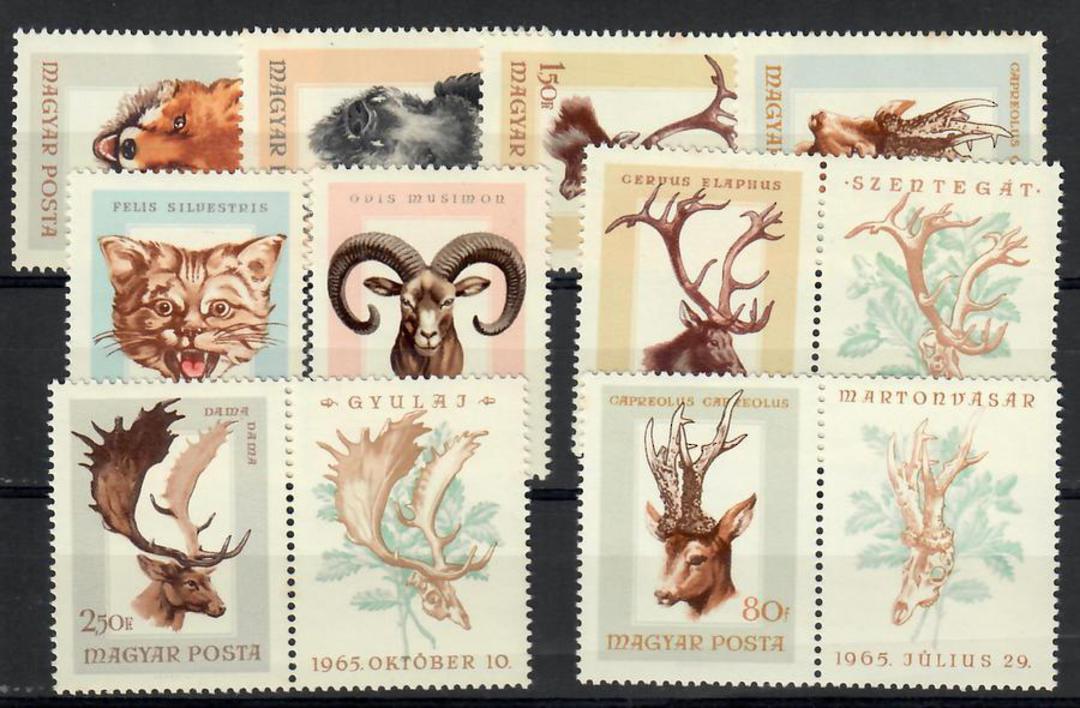 HUNGARY 1966 Hunting Trophies. Set of 6 plus the 3 valurs with the labels. Refer note in SG. - 25550 - UHM image 0