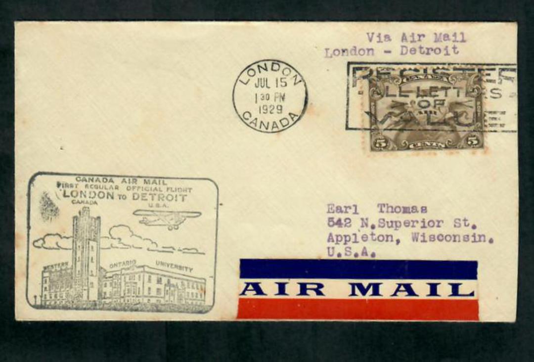 CANADA 1949 First Official Flight from London (Canada) to Detroit USA. - 30887 - PostalHist image 0