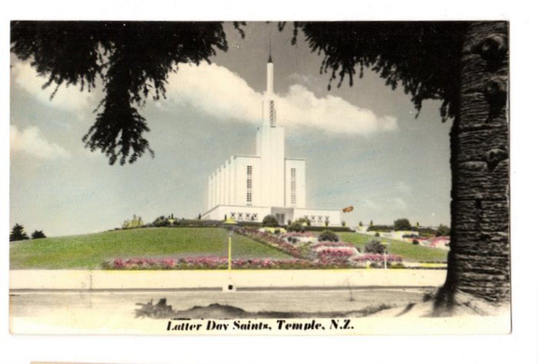 Tinted Postcard by N S Seaward of Latter Day Saints Temple Hamilton. - 45867 - Postcard image 0