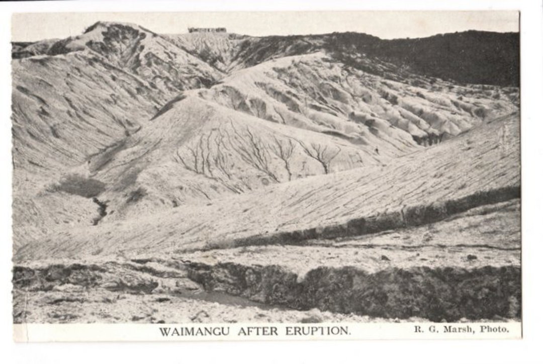 Postcard from Waimangu set by Marsh. Waimangu after the eruption. - 46218 - Postcard image 0
