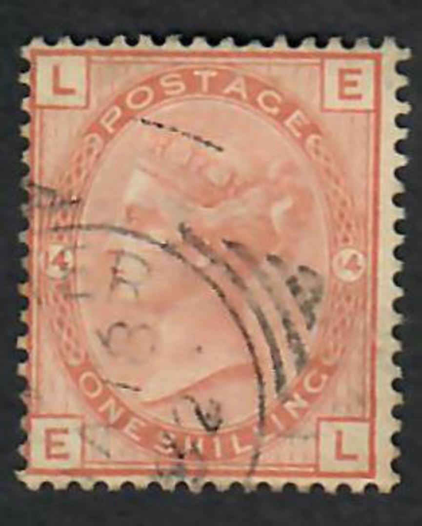 GREAT BRITAIN 1880 Definitive 1/- Orange Brown. Plate 14. Letters LEEL. Superb postmark. Squared circle. Good perfs. Centred sli image 0