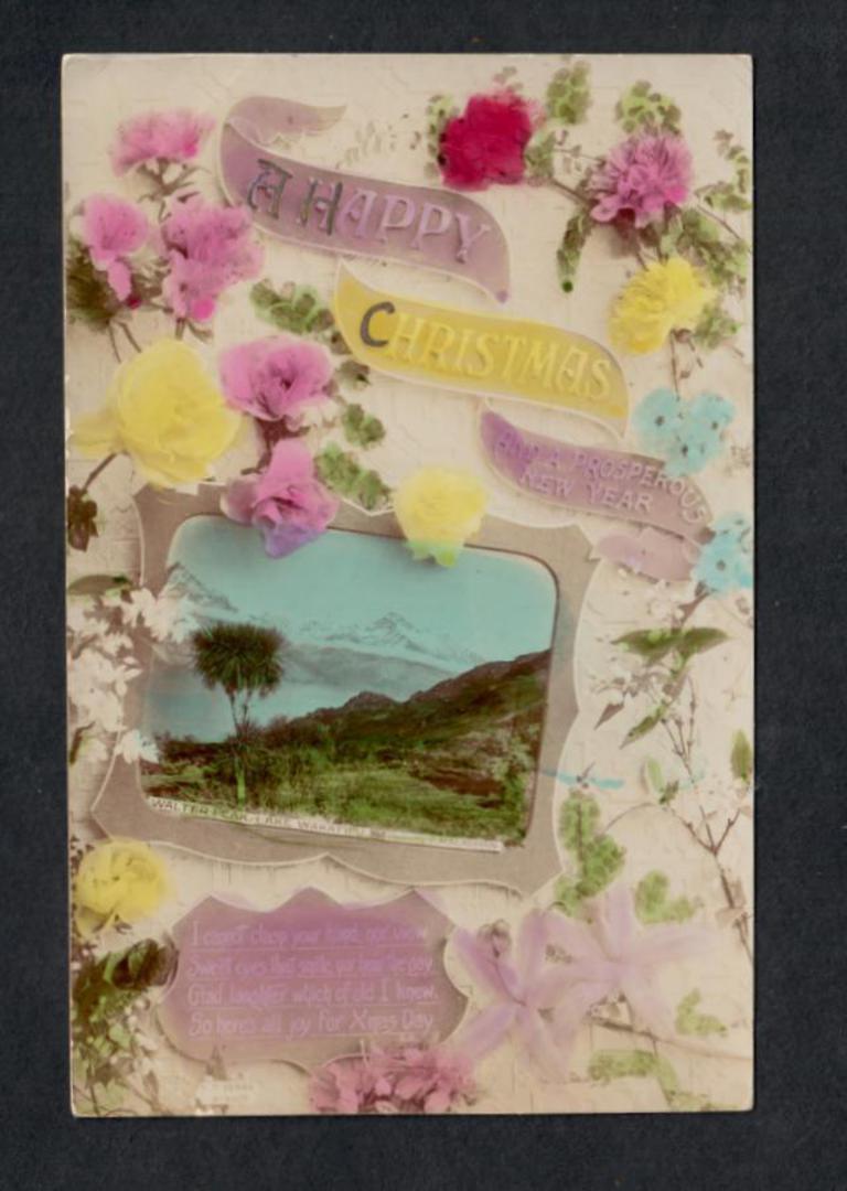 Coloured Postcard by Malaghan of Walter Peak Lake Wakatipu. Happy Christmas. - 249415 - Postcard image 0