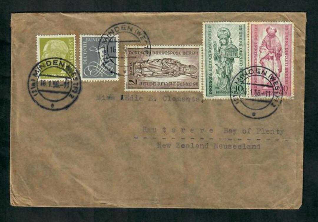 WEST BERLIN 1956 Letter to New Zealand with full set of the 1955 Bishopric set. Regular mail. - 31341 - PostalHist image 0