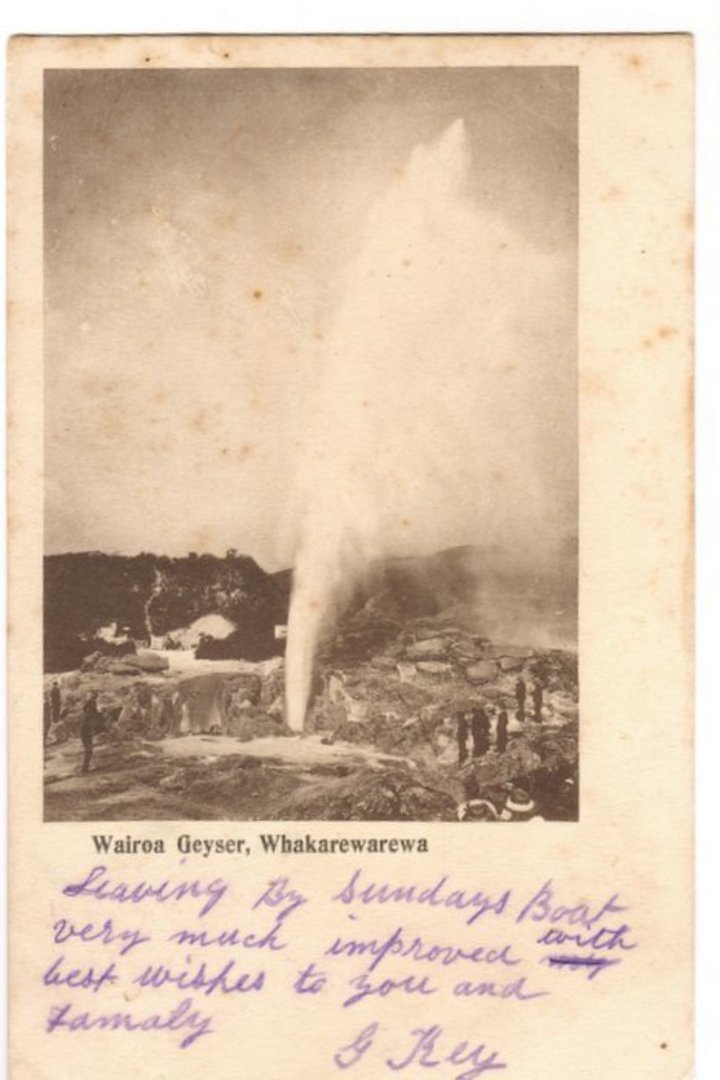 Early Undivided Postcard of Wairoa Geyser Whakarewarewa. - 46295 - Postcard image 0