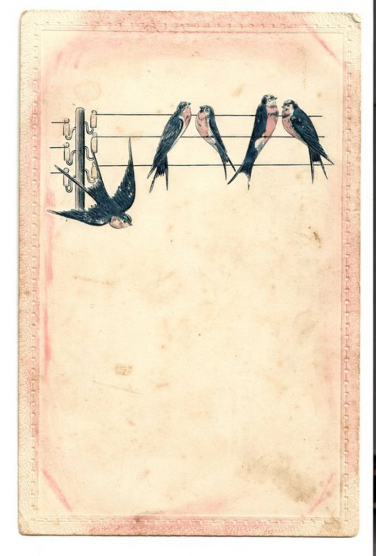 Delicate art card of swallows. Tired. - 43761 - Postcard image 0