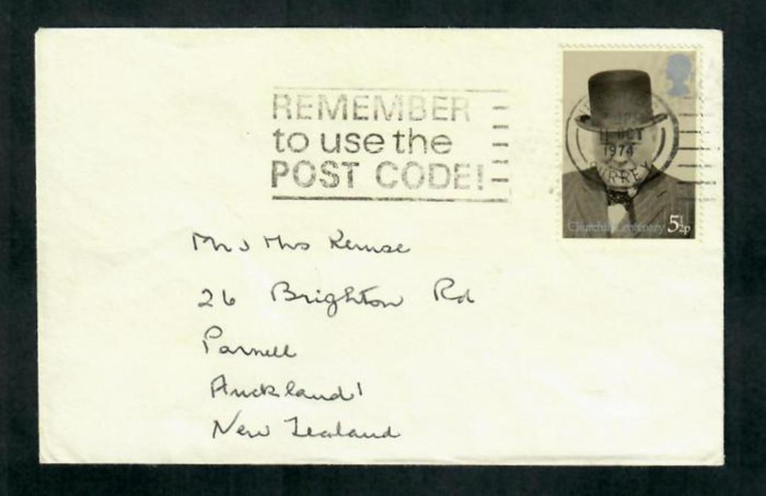 GREAT BRITAIN 1974 Sir Winston Churchill 5½p on commercial cover. - 31709 - PostalHist image 0