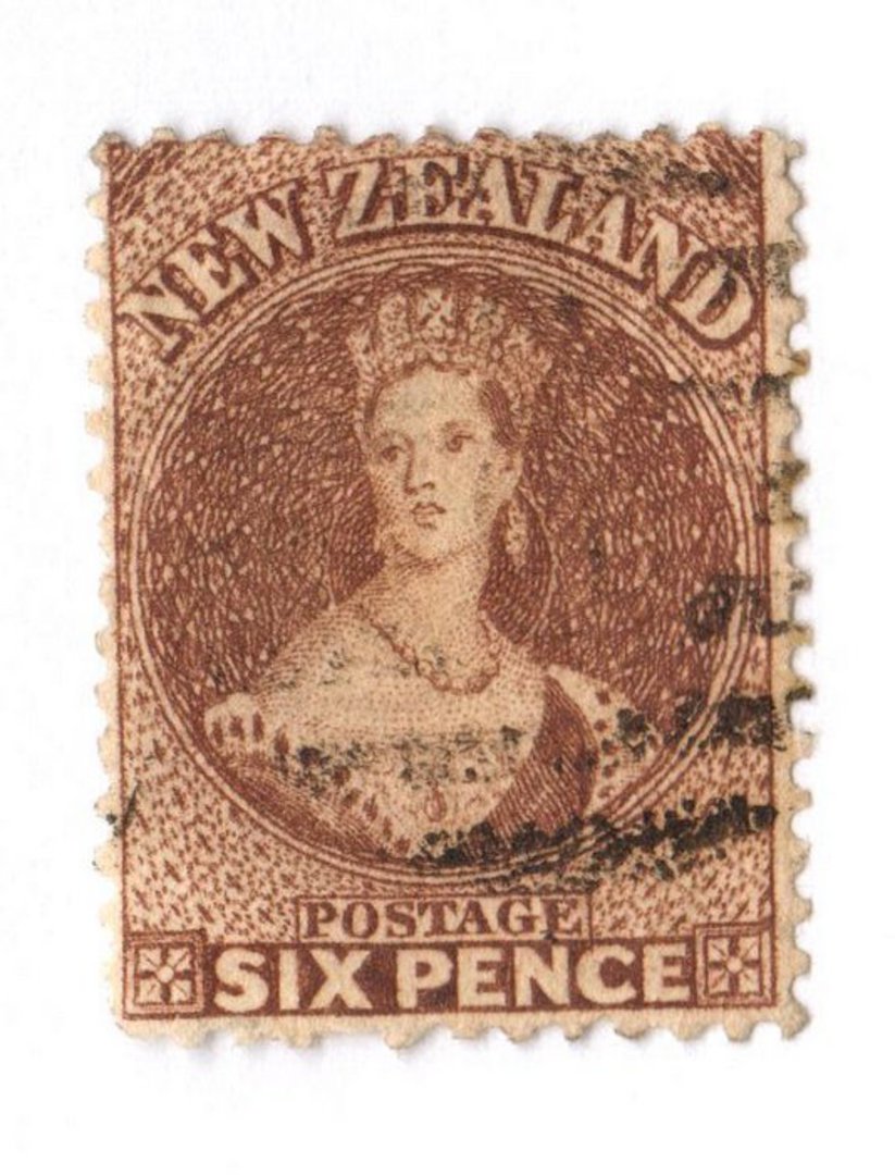 NEW ZEALAND 1862 Full Face Queen 6d Brown. Perf 12½. Watermark Large Star. - 3561 - FU image 0