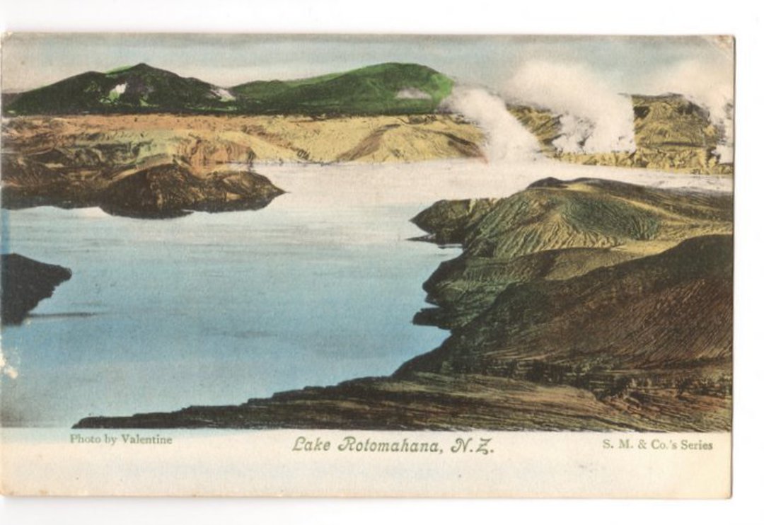Coloured postcard of Lake Rotomahana. - 46074 - Postcard image 0