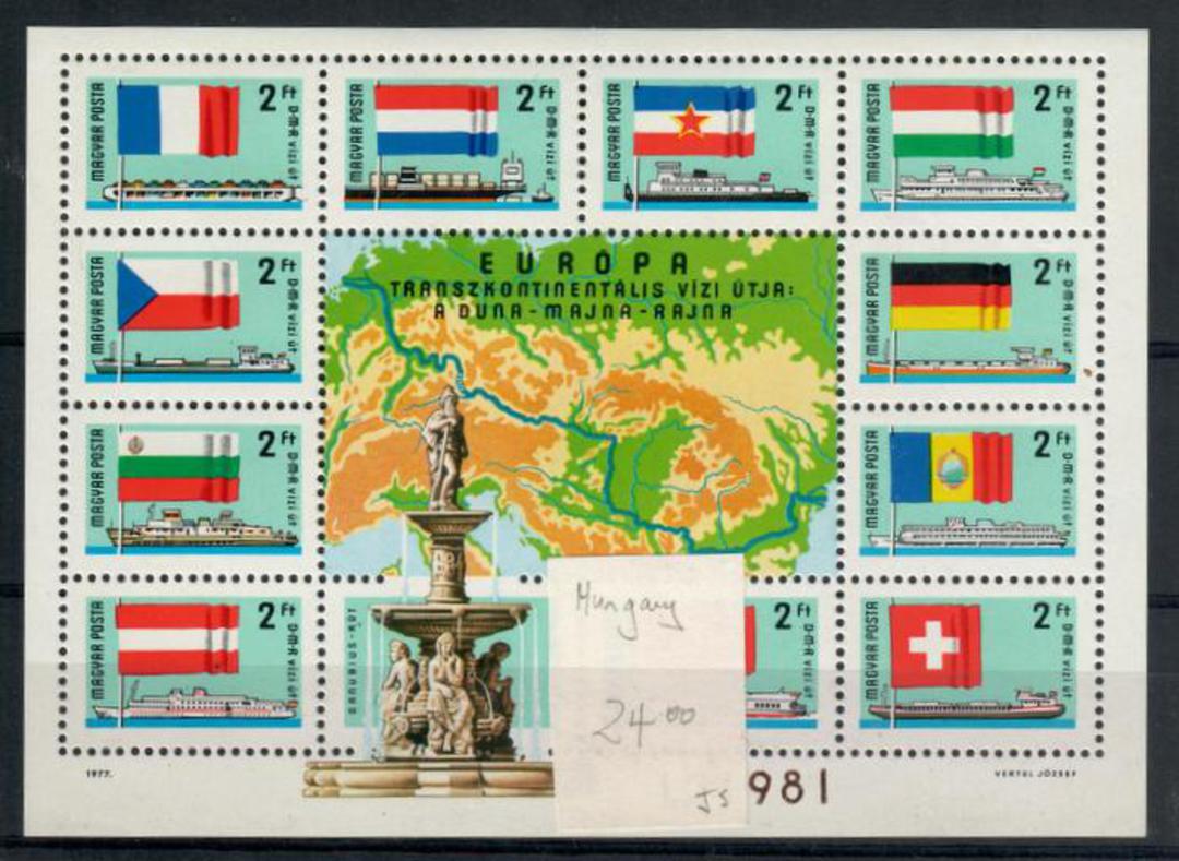 HUNGARY 1977 30th Anniversary of the Re-establishment of Danube Commission. Miniature sheet. - 20480 - UHM image 0