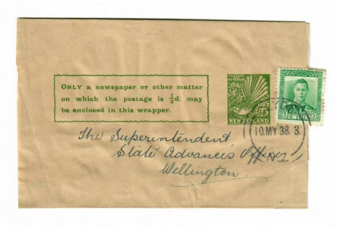NEW ZEALAND 1932 Inland Postcard Geo 5th 1/2d Green (1915) then overprinted with a further ½d Green91918)  then with 2d added po image 0