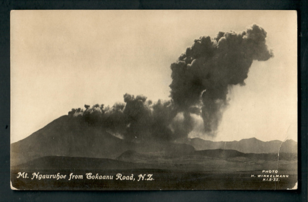 Real Photograph by H Winkelmann of Mt Ngauruhoe from Tokaanu Road. Crease. - 46812 - Postcard image 0
