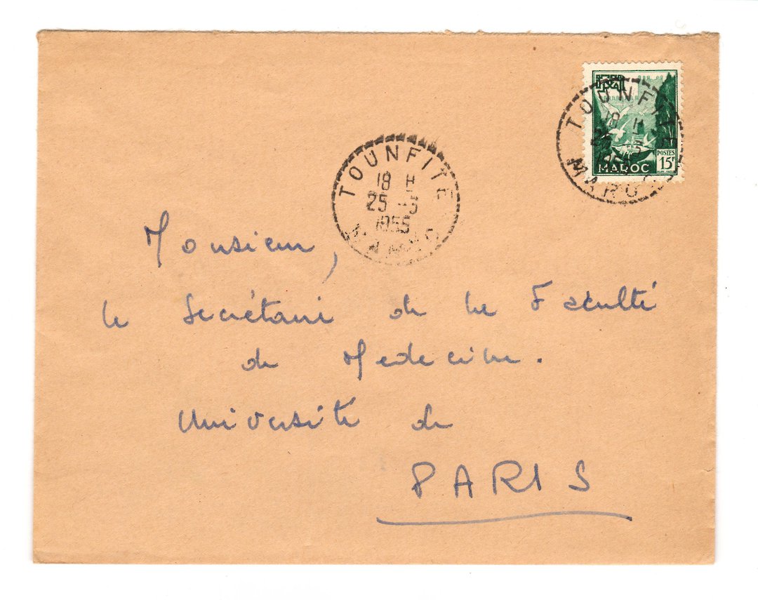 FRENCH MOROCCO 1955 Letter from Tounfite to Paris. - 37761 - PostalHist image 0