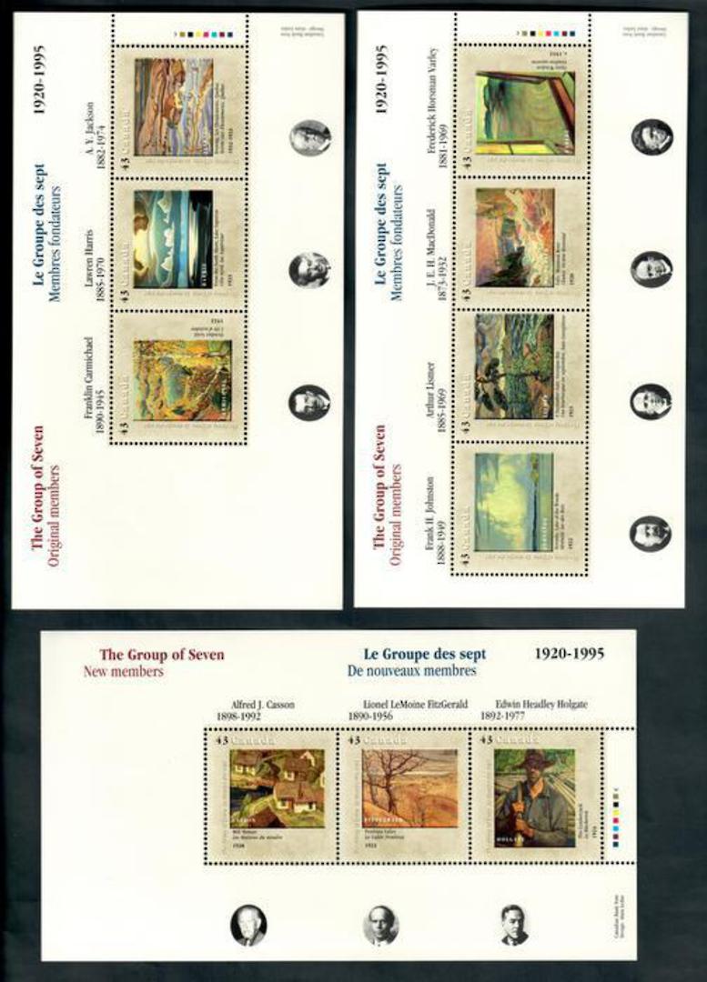 CANADA 1995 75th Anniversary of the Group of Seven. Set of 3 miniature sheets - 50134 - UHM image 0