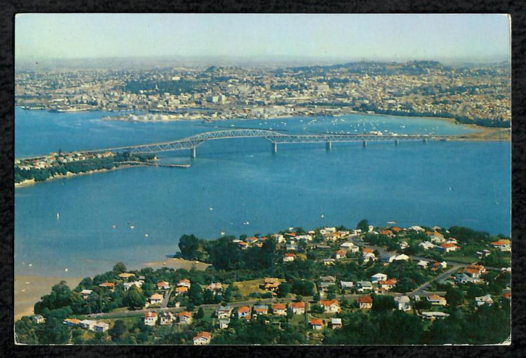 Modern Coloured Postcard by Gladys Goodall of Auckland Harbour Bridge. - 444137 - Postcard image 0