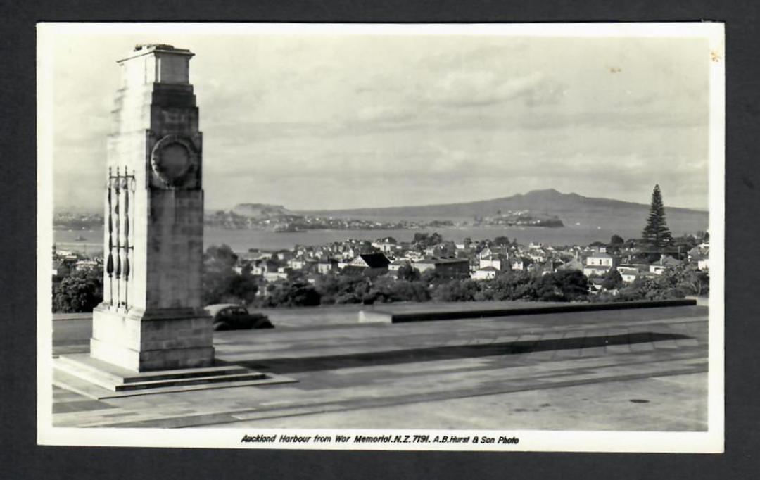 Real Photograph by A B Hurst & Son of Auckland Harbour from the War Memorial. - 45469 - Postcard image 0
