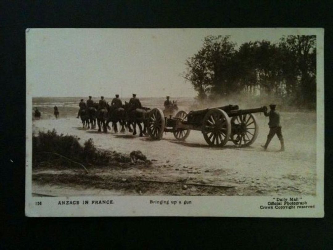 Real Photograph of the Anzacs in France. Bringing up a Gun. - 40110 - Postcard image 0