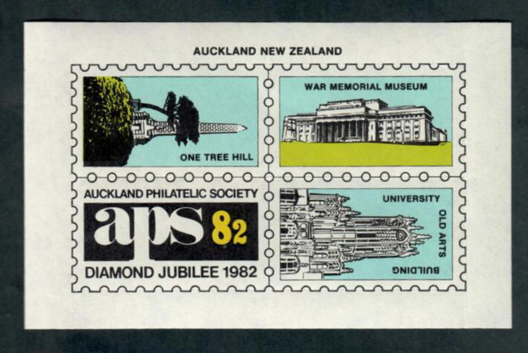 NEW ZEALAND 1982 Auckland Philatelic Society Cinderella. Miniature sheet commemorating the Diamond Jubilee of the Society. - 504 image 0