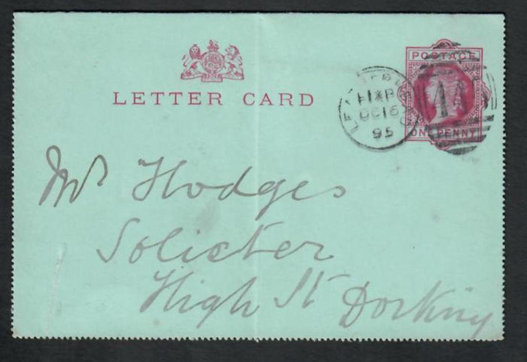 GREAT BRITAIN 1895 Victoria 1st Lettercard from Leaterhead to Dorking. - 31830 - PostalHist image 0