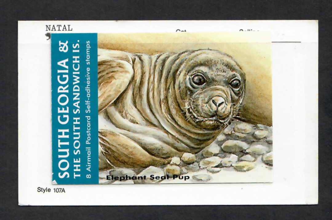 SOUTH GEORGIA and SOUTH SANDWICH ISLANDS 2004 Booklet containg 8 Airmail Postcard stamps. Elephant Seal Pup. - 22789 - Booklet image 0