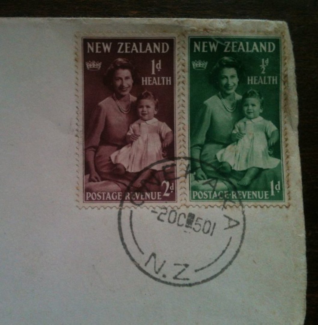 NEW ZEALAND Postmark Nelson ONEKAKA. J Class cancel on 1950 Health (large size) first day cover. - 131540 - Postmark image 0