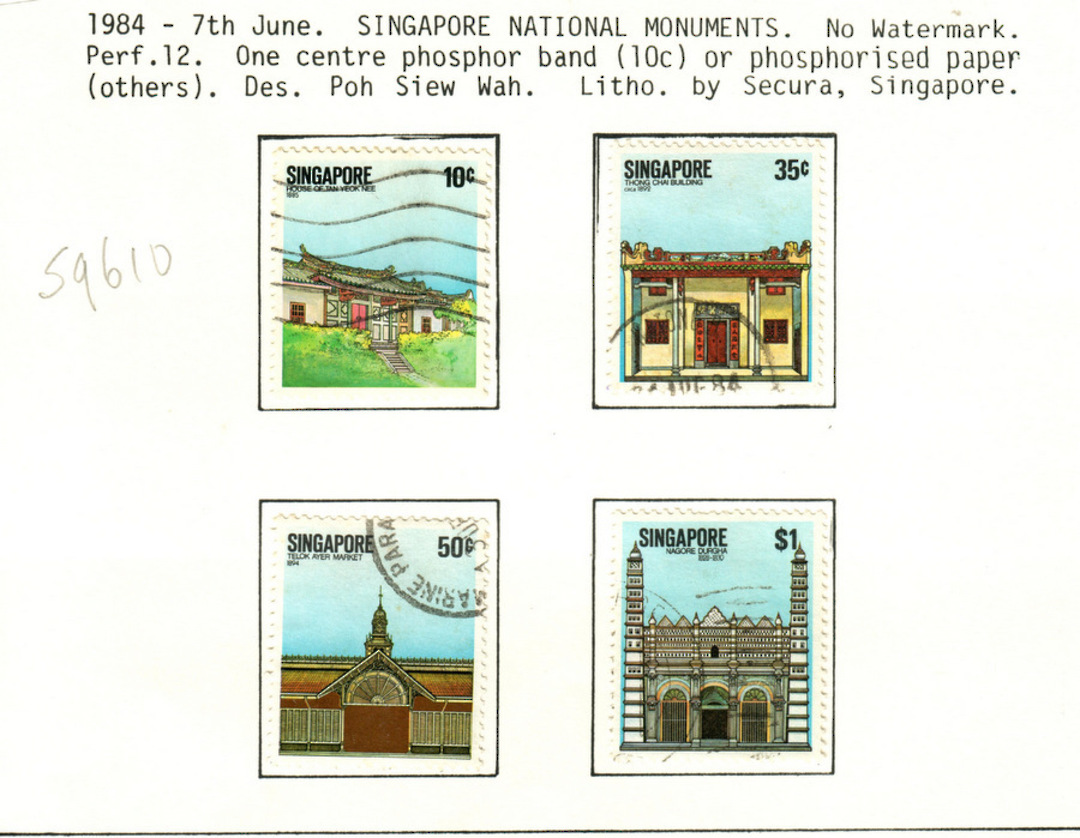 SINGAPORE 1984 National Monuments. Set of 4. - 59610 - VFU image 0