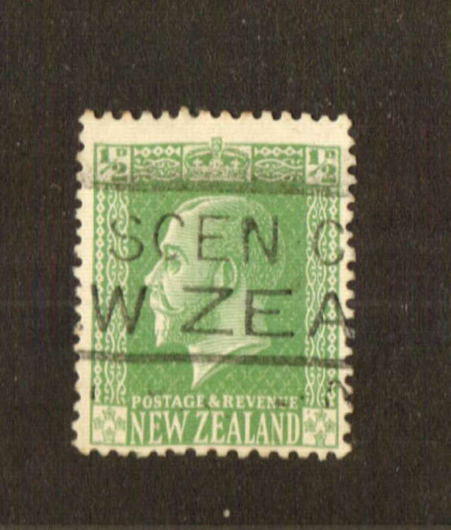 NEW ZEALAND 1915 Geo 5th Definitive ½d Apple-Green on Provisional Art Paper with Litho Watermark. - 74750 - Used image 0