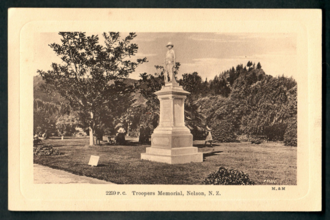 Real Photograph by Muir & Moodie of Troopers Memorial Nelson. - 48658 - Postcard image 0