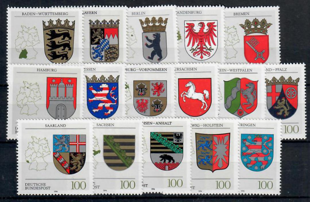 WEST GERMANY 1993 Arms of the Lander of the Republic. Set of 16. - 22114 - UHM image 0
