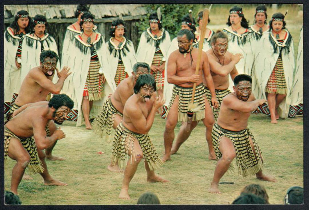 Modern Coloured Postcard of Maori Warriors in action Whakarewarewa. - 449577 - Postcard image 0
