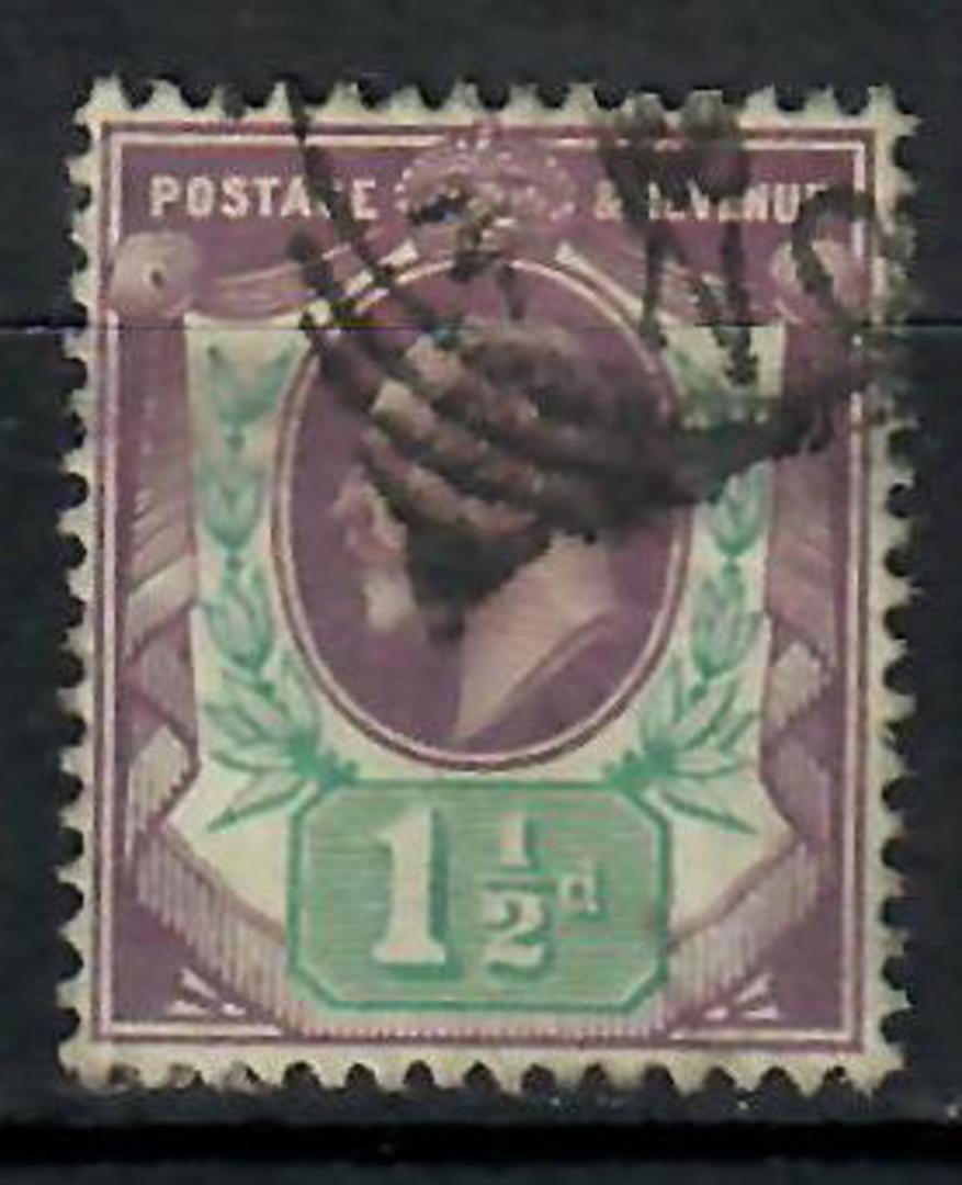 GREAT BRITAIN 1902 Edward 7th 1½ Dull Purple & Green. Heavy postmark. - 70589 - Used image 0