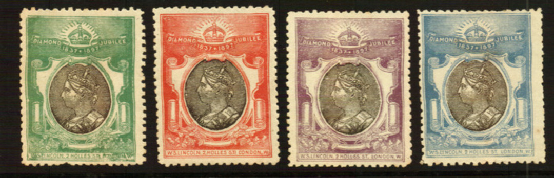GREAT BRITAIN 1897 Victoria 1st Diamond Jubilee issued by W S Lincoln. Set of 4. - 75679 - LHM image 0