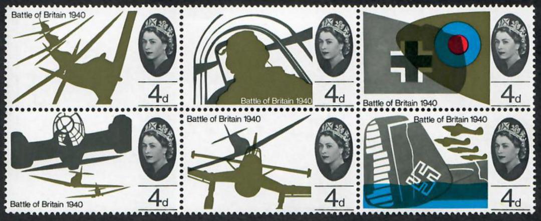 GREAT BRITAIN 1965 25th Anniversary of the Battle of Britain. Block of 6 of the 4d. - 24409 - UHM image 0