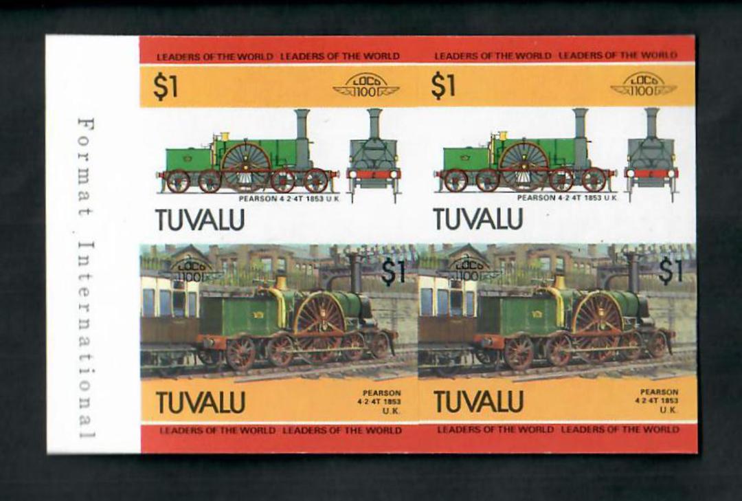 TUVALU 1985 Leaders of the World, Railway Locomotives. Fourth series. The $1 value in two blocks one perf and one of which is im image 0