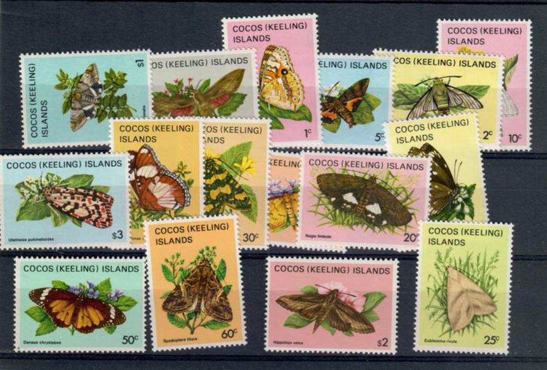 COCOS (KEELING) ISLANDS 1982 Definitives Butterflies and Moths. Set of 16. - 21347 - UHM image 0