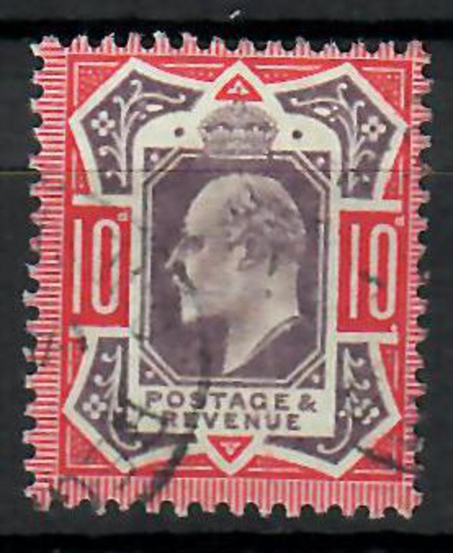 GREAT BRITAIN 1902 Edward 7th Definitive 10d Dull Purple and Carmine. Very light cancel to the side. Centred north east. Good pe image 0