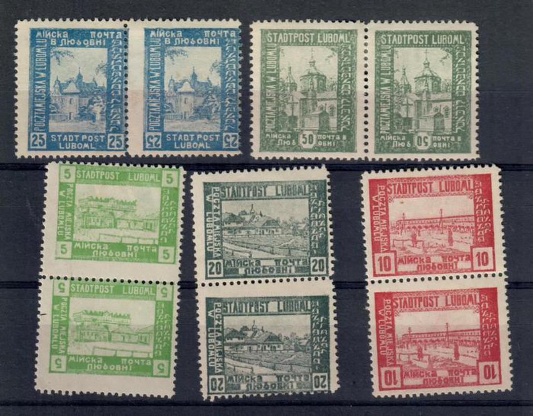 POLAND Lubomlu Locals. Very few known. Set of 5. Available in pairs at $200.00. - 21397 - LHM image 0