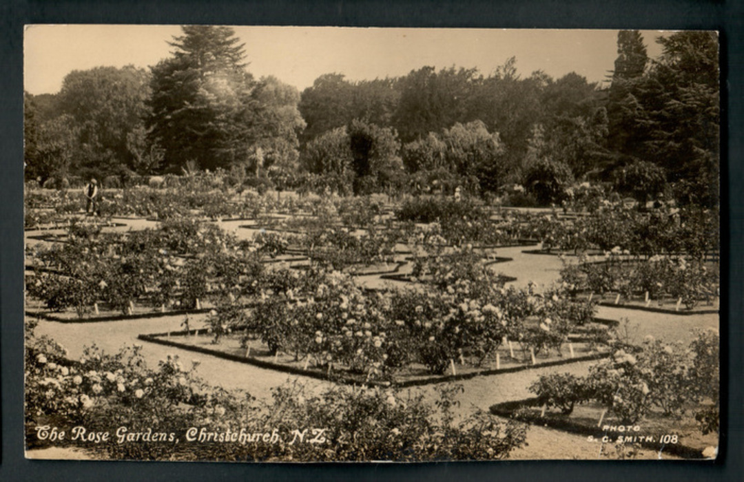 Real Photograph by S C Smith The Rose Gardens Christchurch. - 48331 - Postcard image 0