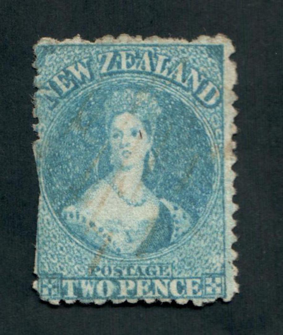 NEW ZEALAND 1862 Full Face Queen 2d Greenish Blue. Perf 12½. Watermark Large Star. The perfs are cut off along one side but stil image 0