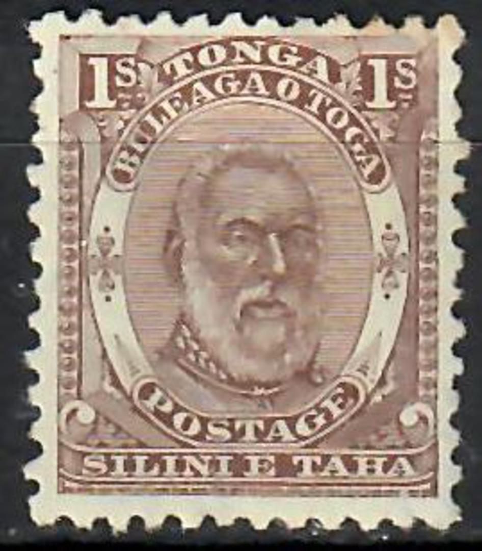 TONGA 1892 Geo 1st Definitive 1/- Brown. Lovely clean copy. Lightly hinged. - 70834 - LHM image 0