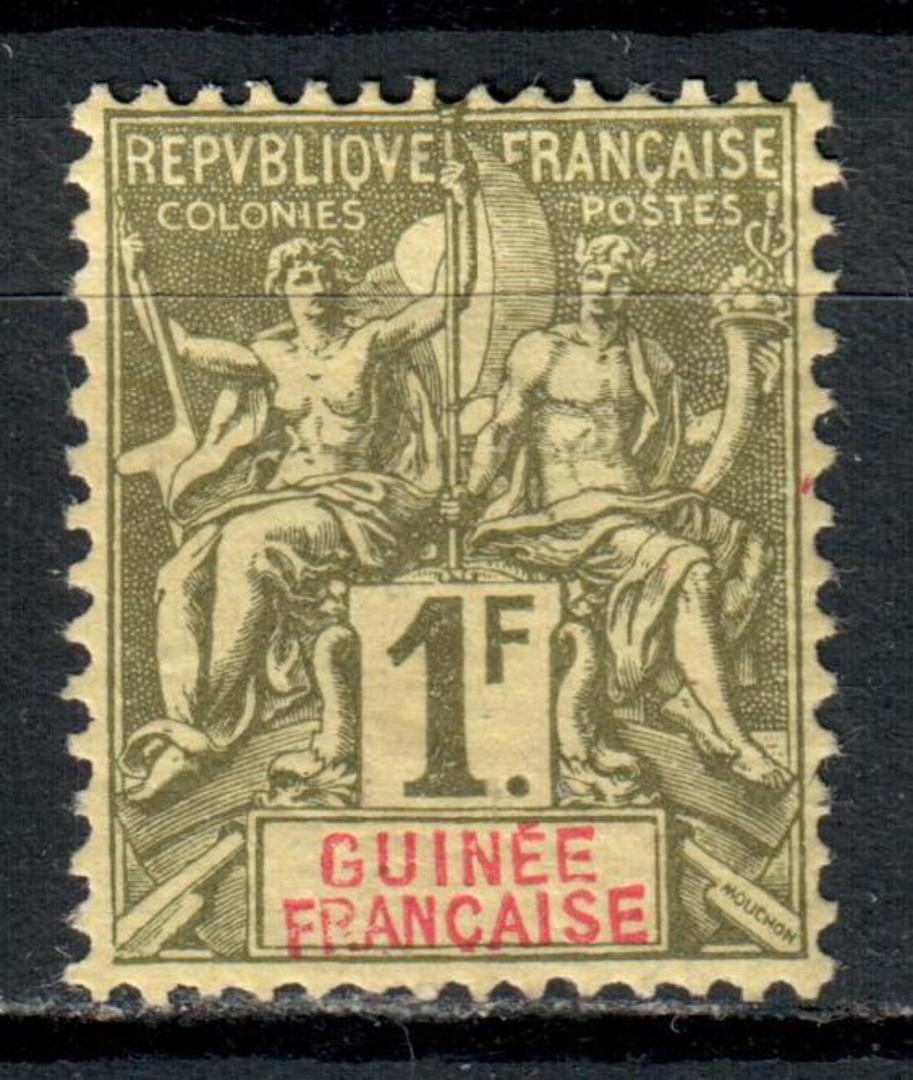 FRENCH GUINEA 1892 Definitive 1fr Olive-Green on cream paper. - 71245 - Mint image 0