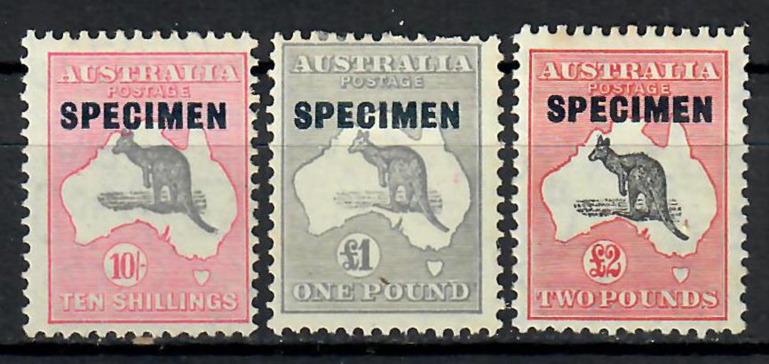 AUSTRALIA 1913 Definitives 10/- Â£1 Â£2. SPECIMEN. - 70817 - Mint image 0