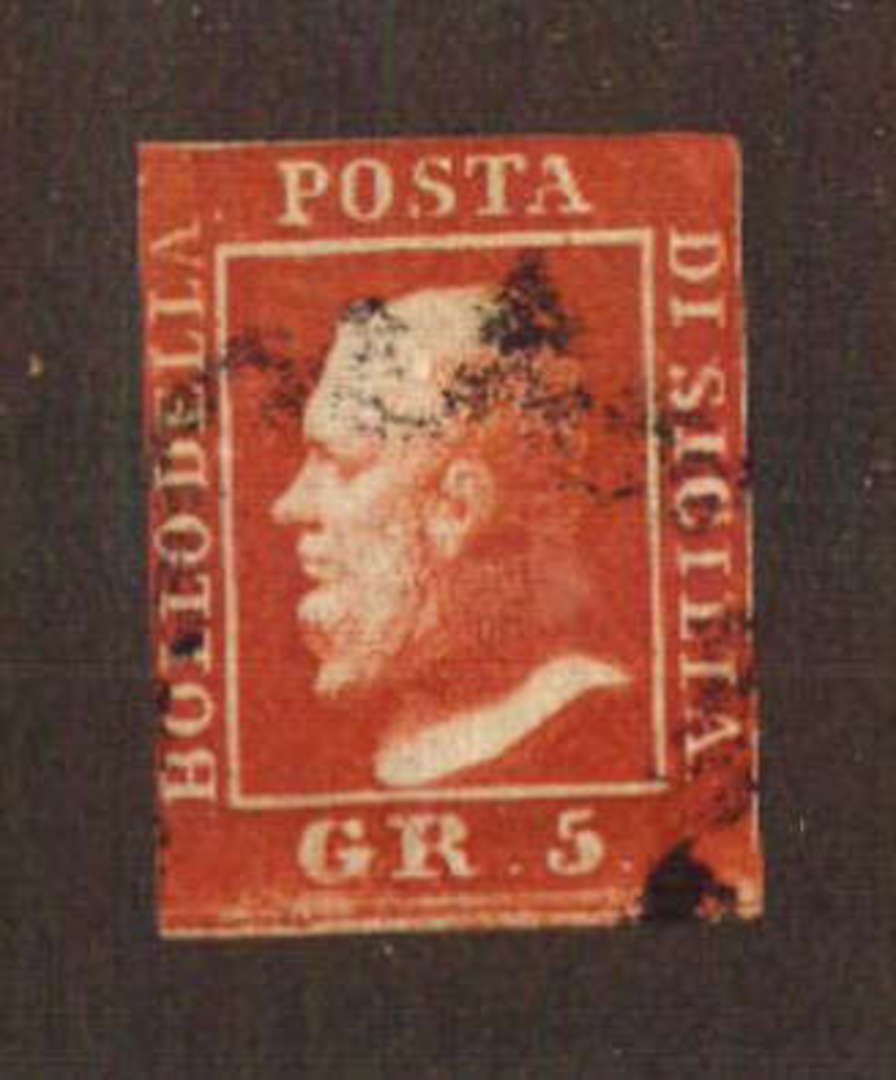 SICILY 1859 Definitive 5 grano Brick-Red. Two margins touching. - 71137 - FU image 0