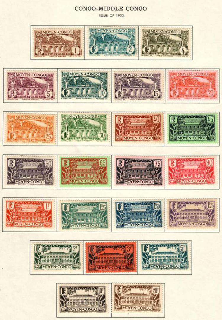 MIDDLE CONGO 1933 Definitives. Set of 24. - 56091 - Mint image 0
