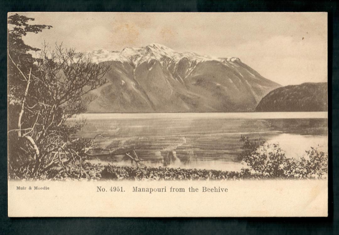 Early Undivided Postcard by Muir & Moodie of Lake Manapouri from the Beehive. - 49048 - Postcard image 0