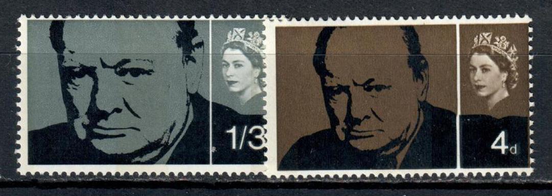 GREAT BRITAIN 1965 Sir Winston Churchill with phosphor bands.  Set of 2. - 9081 - UHM image 0