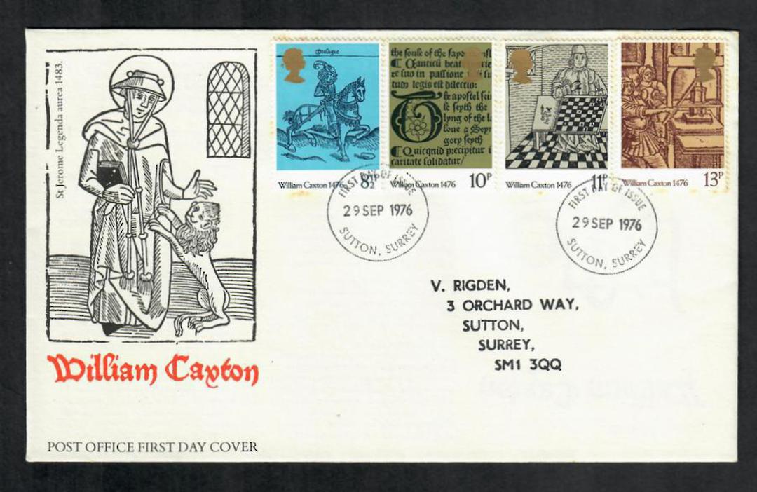 GREAT BRITAIN 1976 500th Anniversary of British Printing. Set of 4 on first day cover. - 130992 - FDC image 0