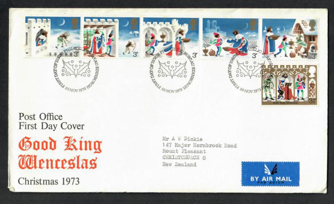 GREAT BRITAIN 1973 Christmas. Set of 6 on first day cover. - 530321 - FDC image 0