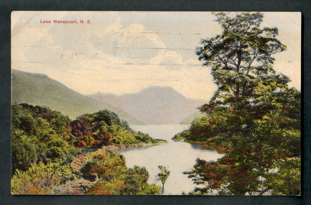 Coloured postcard of Lake Manapouri. - 49302 - Postcard image 0